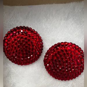 Richard Kerr RED vintage jumbo large clip on earrings EUC